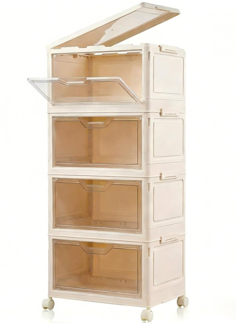 ZIMNEST Stackable Plastic Storage Bins with Lids & Wheels – Collapsible/Folding Multi-Purpose Containers for Home & Office - Image 2